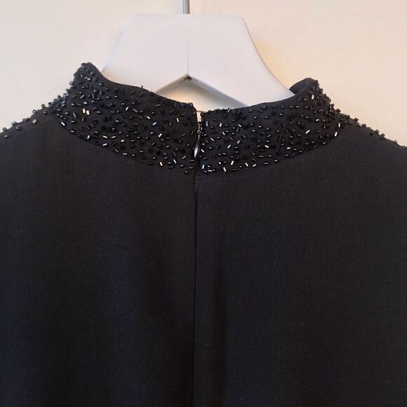 Donna Morgan Beaded Black Sleeveless Sheath Size 6 - Picture 4 of 9